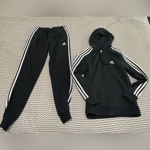 Adidas black and white track suit
